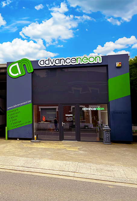 Façade de l’atelier Advance Néon à Liège